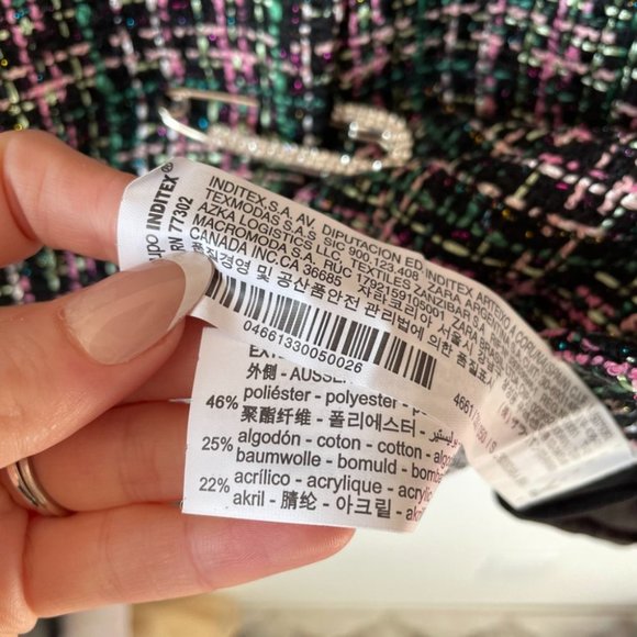 Zara Tweed Textured Blazer Dress Jewel Pins Sz Small Blogger Favorite NWOT - Picture 10 of 10